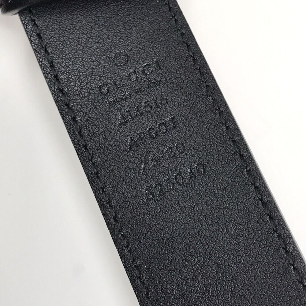 Gucci GG Marmont Thin Belt Black Leather Brass Double G Women Size 75/30 - Picture 10 of 14